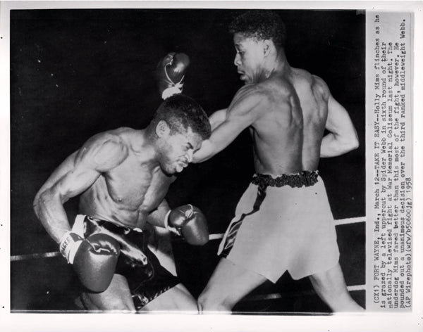 MIMS, HOLLY-SPIDER WEBB WIRE PHOTO (1958-6TH ROUND)