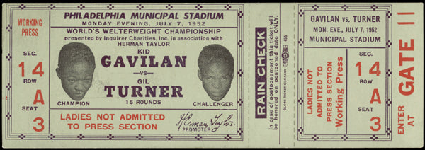 GAVILAN, KID-GIL TURNER FULL TICKET (1952)