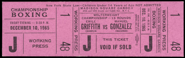 GRIFFITH, EMILE-MANUEL GONZALEZ FULL TICKET (1965)