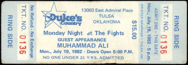 ALI, MUHAMMAD APPEARANCE FULL TICKET (1982)