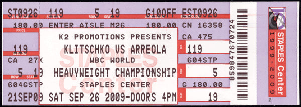 KLITSCHKO, VITALI-CHRIS ARREOLA FULL TICKET (2009)