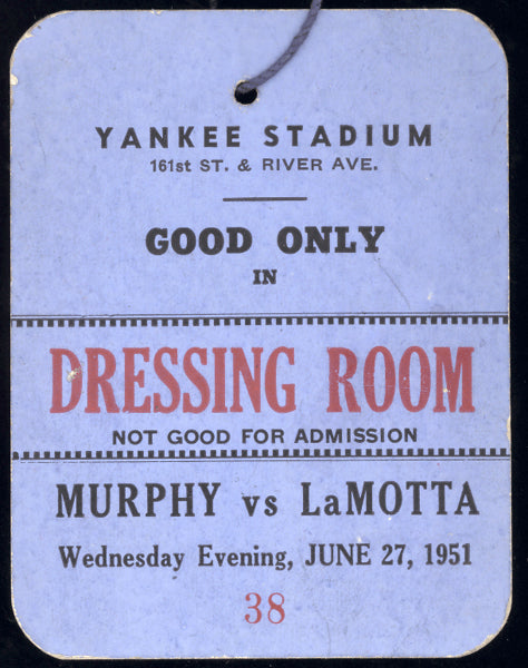 LAMOTTA, JAKE-BOB MURPHY DRESSING ROOM PASS (1951)