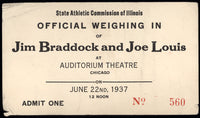 LOUIS, JOE-JIMMY BRADDOCK WEIGH IN PASS (1937-PSA/DNA VG 3)