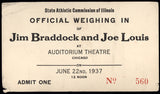 LOUIS, JOE-JIMMY BRADDOCK WEIGH IN PASS (1937-PSA/DNA VG 3)