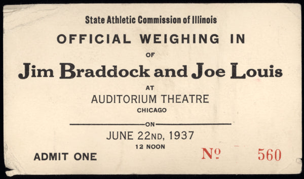 LOUIS, JOE-JIMMY BRADDOCK WEIGH IN PASS (1937)