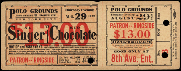 CHOCOLATE, KID-AL SINGER FULL TICKET (1929)