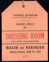 ROBINSON, SUGAR RAY-JOEY MAXIM DRESSING ROOM PASS (1952)
