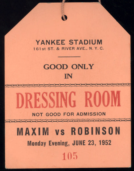ROBINSON, SUGAR RAY-JOEY MAXIM DRESSING ROOM PASS (1952)