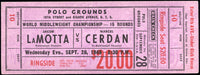 LAMOTTA, JAKE-MARCEL CERDAN FULL TICKET (1949-POSTPONED-PSA/DNA EX 5)