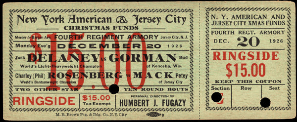 DELANEY, JACK-BUD GORMAN FULL TICKET (1926)