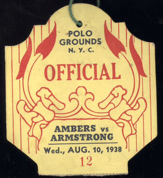 ARMSTRONG, HENRY-LOU AMBERS OFFICIAL'S PASS (1938)