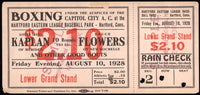 KAPLAN, LOUIS "KID"-BRUCE FLOWERS FULL TICKET (1928)