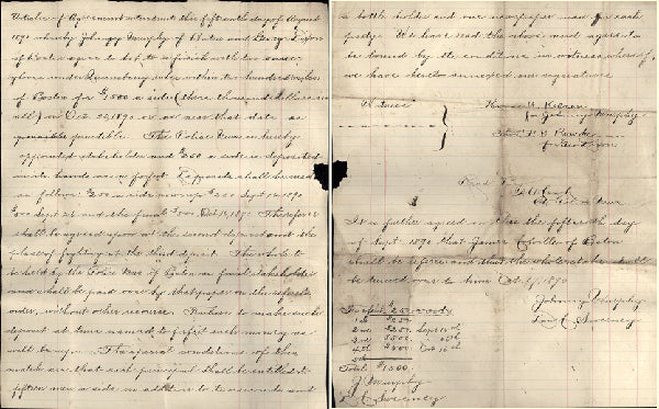 DIXON, GEORGE-JOHNNY MURPHY SIGNED FIGHT CONTRACT (1890)
