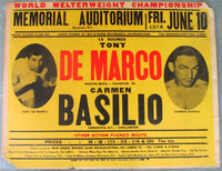 BASILIO, CARMEN-TONY DEMARCO ON SITE POSTER (1955-BASILIO WINS WELTER TITLE)