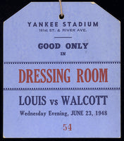 LOUIS, JOE-JERSEY JOE WALCOTT II DRESSING ROOM PASS (1948)