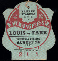 LOUIS, JOE-TOMMY FARR WORKING PRESS PASS (1937)