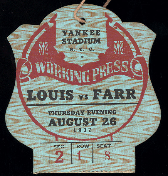 LOUIS, JOE-TOMMY FARR WORKING PRESS PASS (1937)