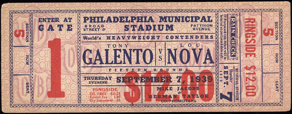 GALENTO, TONY-LOU NOVA FULL TICKET (1939)