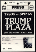 TYSON, MIKE-MICHAEL SPINKS PRESS CREDENTIAL (1988-TOM BROKAW)