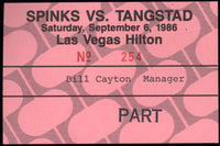 TYSON, MIKE-ALFONZO RATLIFF & MICHAEL SPINKS-STEFFAN TANGSTAD ORIGINAL CREDENTIAL (1986-PSA/DNA VG 3)