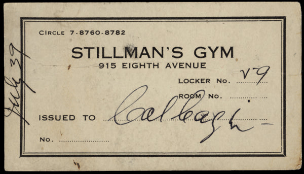 CAGNI, CAL STILLMAN'S GYM LOCKER PASS (1939)