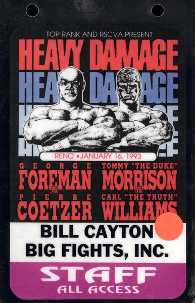 FOREMAN, GEORGE-PIERRE COETZER & TOMMY MORRISON-CARL WILLIAMS CREDENTIAL (1993)