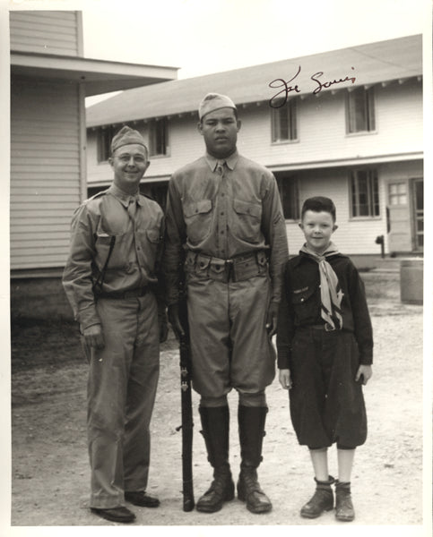 LOUIS, JOE SIGNED ARMY PHOTOGRAPH (WORLD WAR II_JSA AUTHENTICATED)