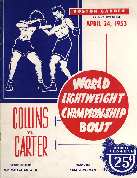 CARTER, JIMMY-TOMMY COLLINS OFFICIAL PROGRAM (1953-LIGHTWEIGHT TITLE)
