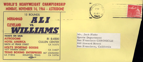 ALI, MUHAMMAD-CLEVELAND WILLIAMS FIGHT ENVELOPE (1966)