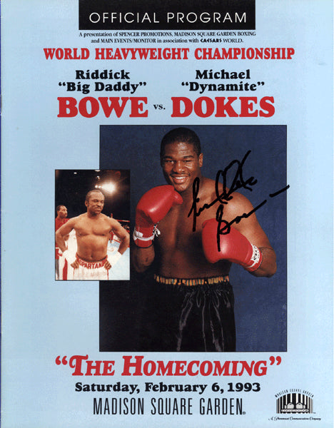 BOWE, RIDDICK-MICHAEL DOKES OFFICIAL PROGRAM (1993-SIGNED BY BOWE)
