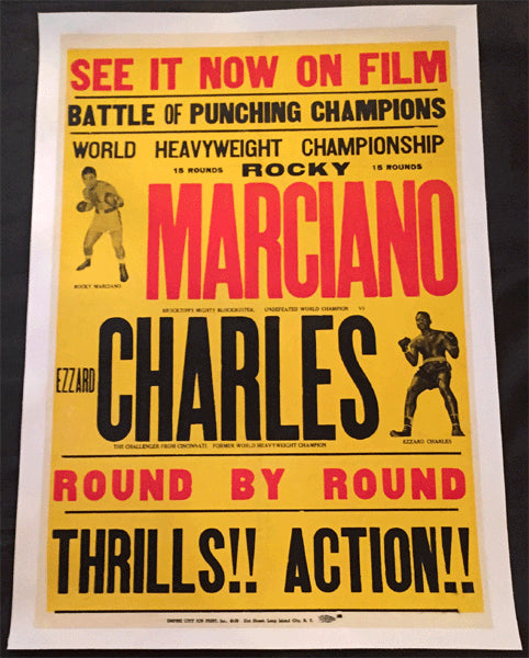 MARCIANO, ROCKY-EZZARD CHARLES I FIGHT FILM POSTER (1954)