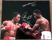 LEONARD, SUGAR RAY-THOMAS HEARNS SIGNED LARGE FORMAT PHOTO (PSA/DNA AUTHENTICATED)