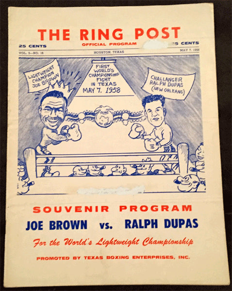 BROWN, JOE-RALPH DUPAS OFFICIAL PROGRAM (1958)