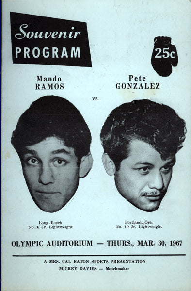 RAMOS, MANDO-PETE GONZALEZ OFFICIAL PROGRAM (1967)