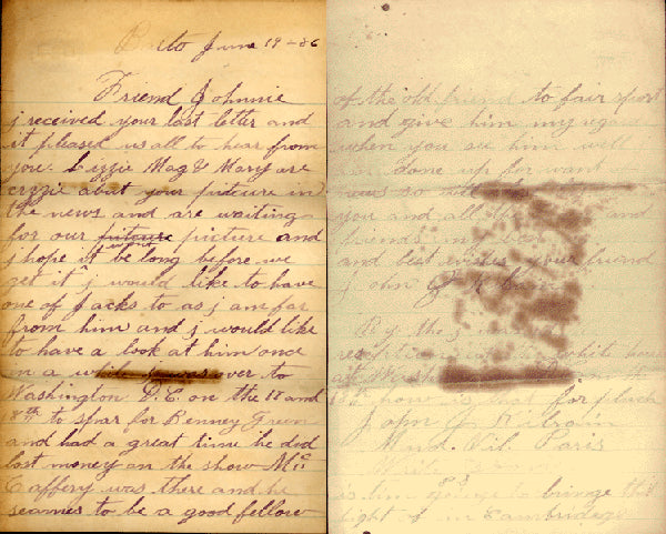 KILRAIN, JAKE HAND WRITTEN & SIGNED LETTER (1886-TO JOHNNIE MURPHY)