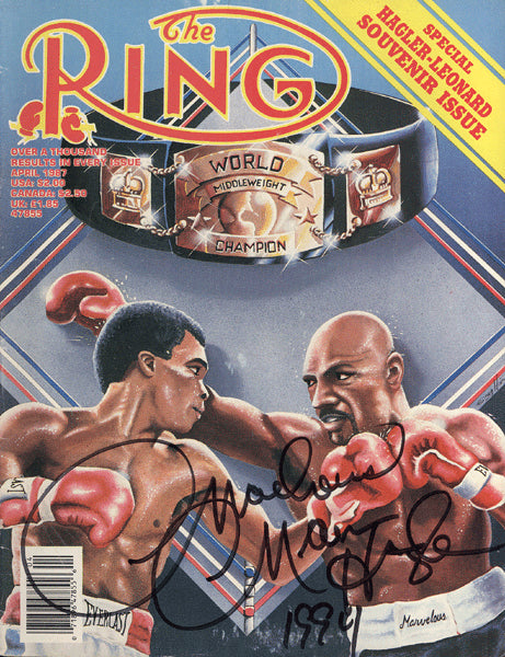 HAGLER, MARVIN SIGNED RING MAGAZINE (1987-LEONARD FIGHT)