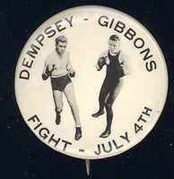 DEMPSEY, JACK-TOMMY GIBBONS VINTAGE PIN (1923)