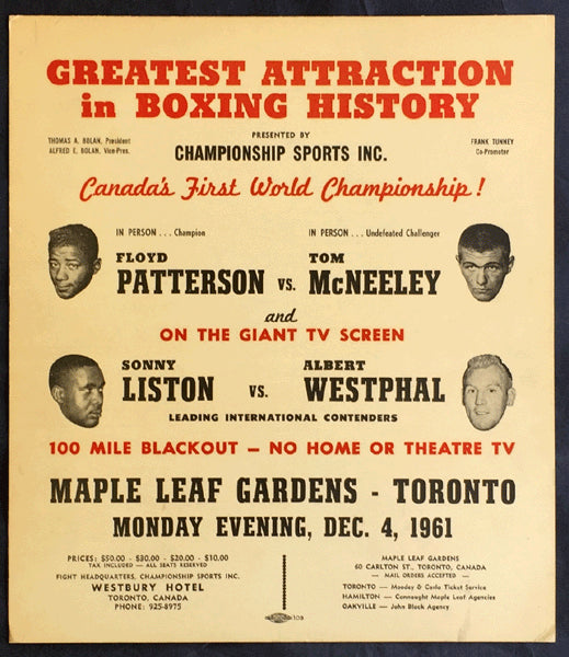 PATTERSON, FLOYD-TOM MCNEELEY ON SITE POSTER (1961)