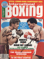 DURAN, ROBERTO & SUGAR RAY LEONARD SIGNED INTERNATIONAL BOXING MAGAZINE (1980)