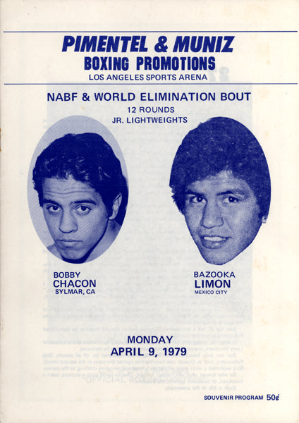 CHACON, BOBBY-"BAZOOKA" LIMON OFFICIAL PROGRAM (1979)