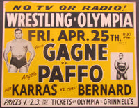 GAGNE, VERNE-ANGELO POFFO & ALEX KARRAS-CHEST BERNARD ON SITE POSTER (1958)