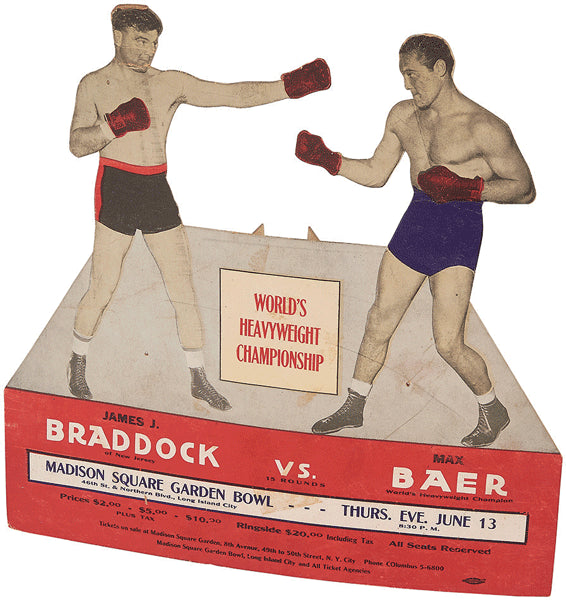 BRADDOCK, JIMMY-MAX BAER ORIGINAL DIE CUT ON SITE POSTER (1935)