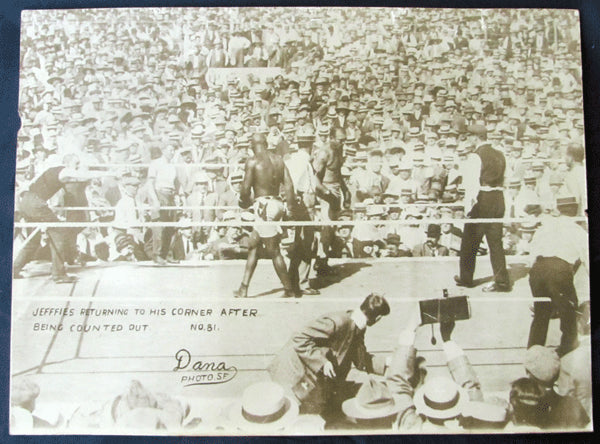 JOHNSON, JACK-JIM JEFFRIES LARGE FORMAT PHOTO (1910-END OF FIGHT)
