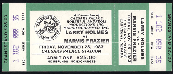 HOLMES, LARRY-MARVIS FRAZIER FULL TICKET (1983)