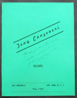 CANZONERI, TONY SIGNED RESTAURANT MENU