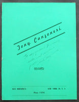 CANZONERI, TONY SIGNED RESTAURANT MENU