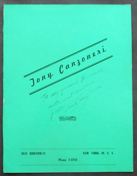 CANZONERI, TONY SIGNED RESTAURANT MENU