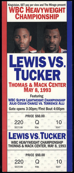 LEWIS, LENNOX-TONY TUCKER & JULIO CESAR CHAVEZ-TERRENCE ALI FULL TICKET (1993)