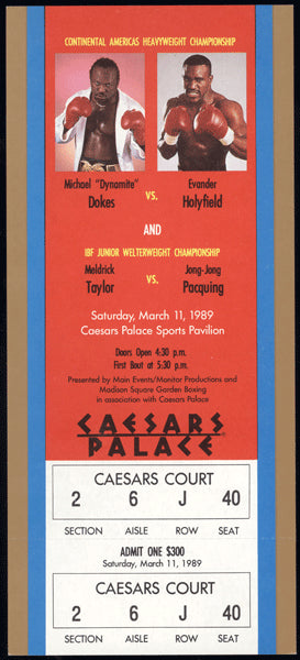 HOLYFIELD, EVANDER-MICHAEL DOKES FULL TICKET (1989)