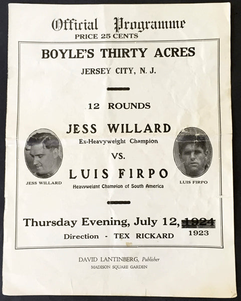 WILLARD, JESS-LUIS FIRPO OFFICIAL PROGRAM (1923)